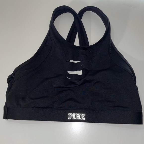 VS Pink Ultimate Sport Bra Cut out Reflective Logo - Picture 1 of 9